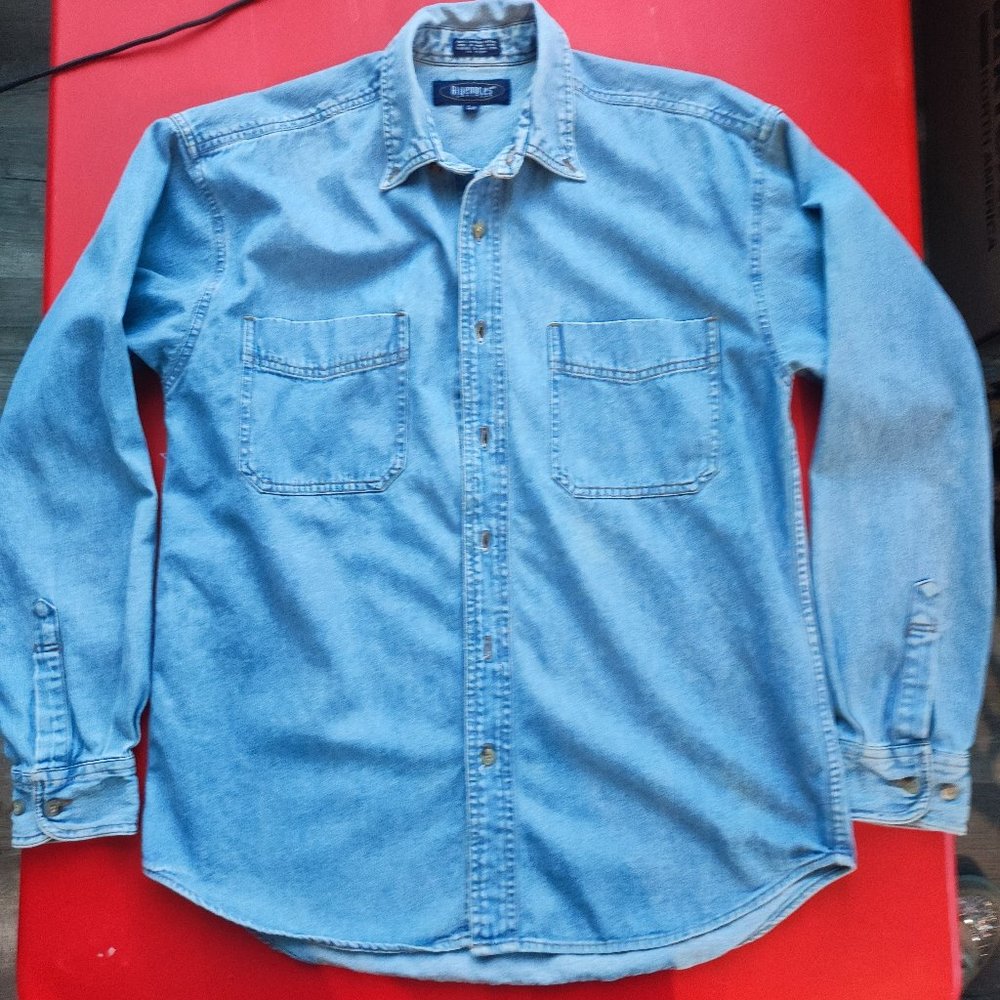 Bluenotes distressed denim jeans casual shirt men's size S